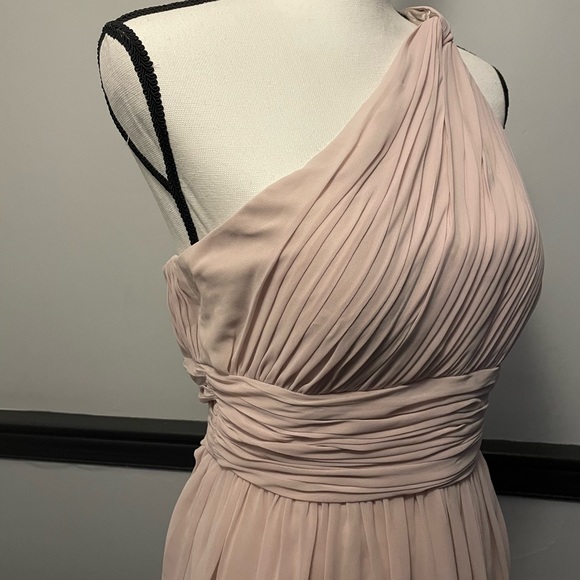Bridesmaid Prom Formal Dress Mauve Pink One Shoulder - Picture 6 of 7